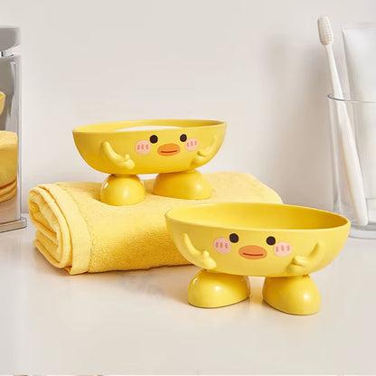 Soap Dish with Drain Duck Shape Soap Box Drain Soap Holder Bathroom Shower Drain Soap Dish Soap Storage Container Bath
