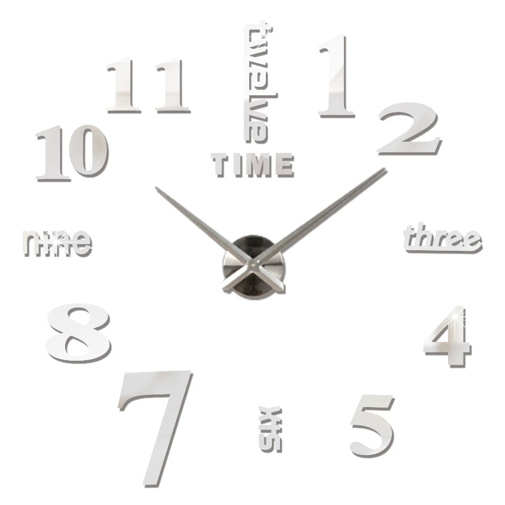 2D/3D Large Roman Numeral Acrylic Mirror Wall Quartz Clocks - Watch Home Decoration 