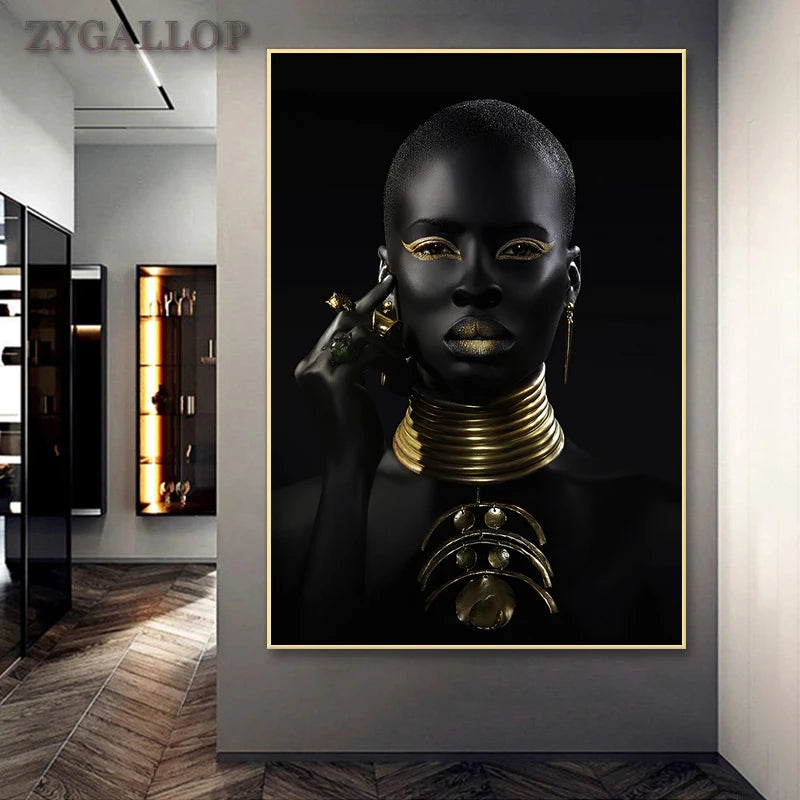 Black and Gold African Woman Poster Home Wall Home Decor