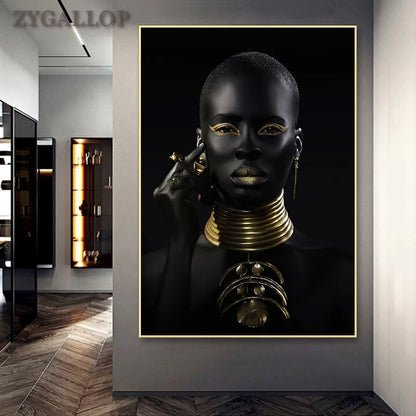 Black and Gold African Woman Poster Home Wall Home Decor