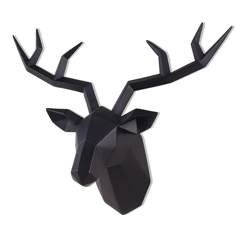Deer Head Sculpture Animal Statue Figurines Wall Hanging Creative Elk Art Antlers Statuette for Office Decoration Wall Art