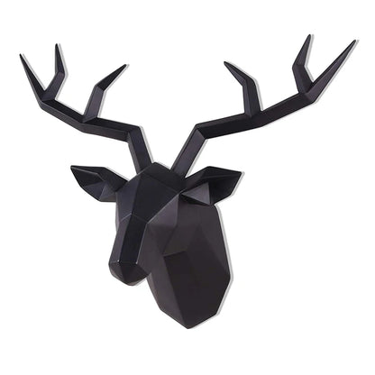 Deer Head Sculpture Animal Statue Figurines Wall Hanging Creative Elk Art Antlers Statuette for Office Decoration Wall Art