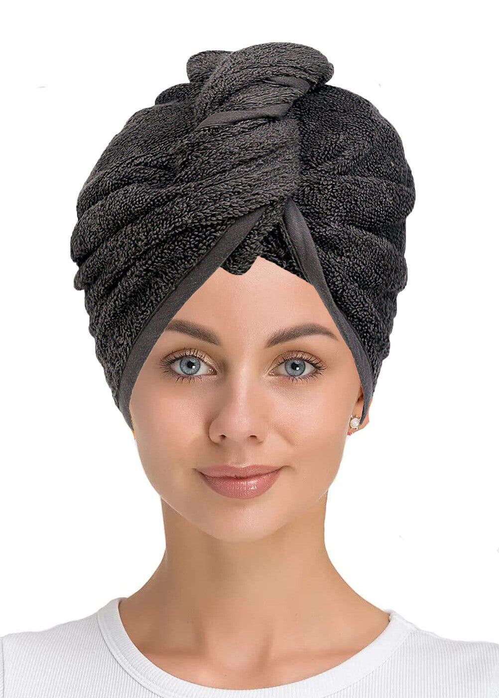 100% Cotton Hair Drying Towel Wrap after Shower Quick Dry Hair Turban Hat Cap UK