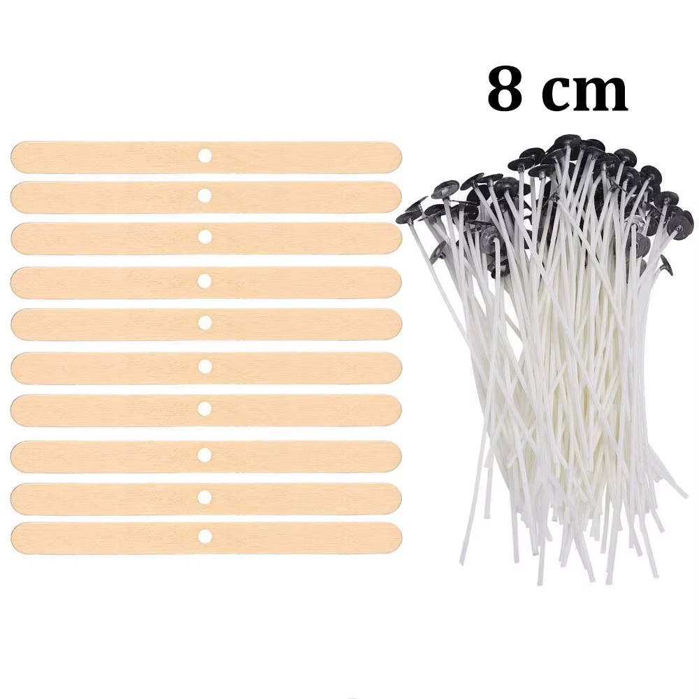 Smokeless Candle Wicks Pre-Waxed Cotton Core Wicks with Metal Sustainer Tabs DIY Handmade Candle Making Tools 