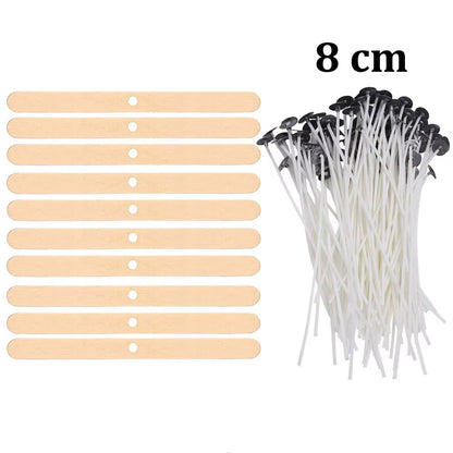 Smokeless Candle Wicks Pre-Waxed Cotton Core Wicks with Metal Sustainer Tabs DIY Handmade Candle Making Tools 