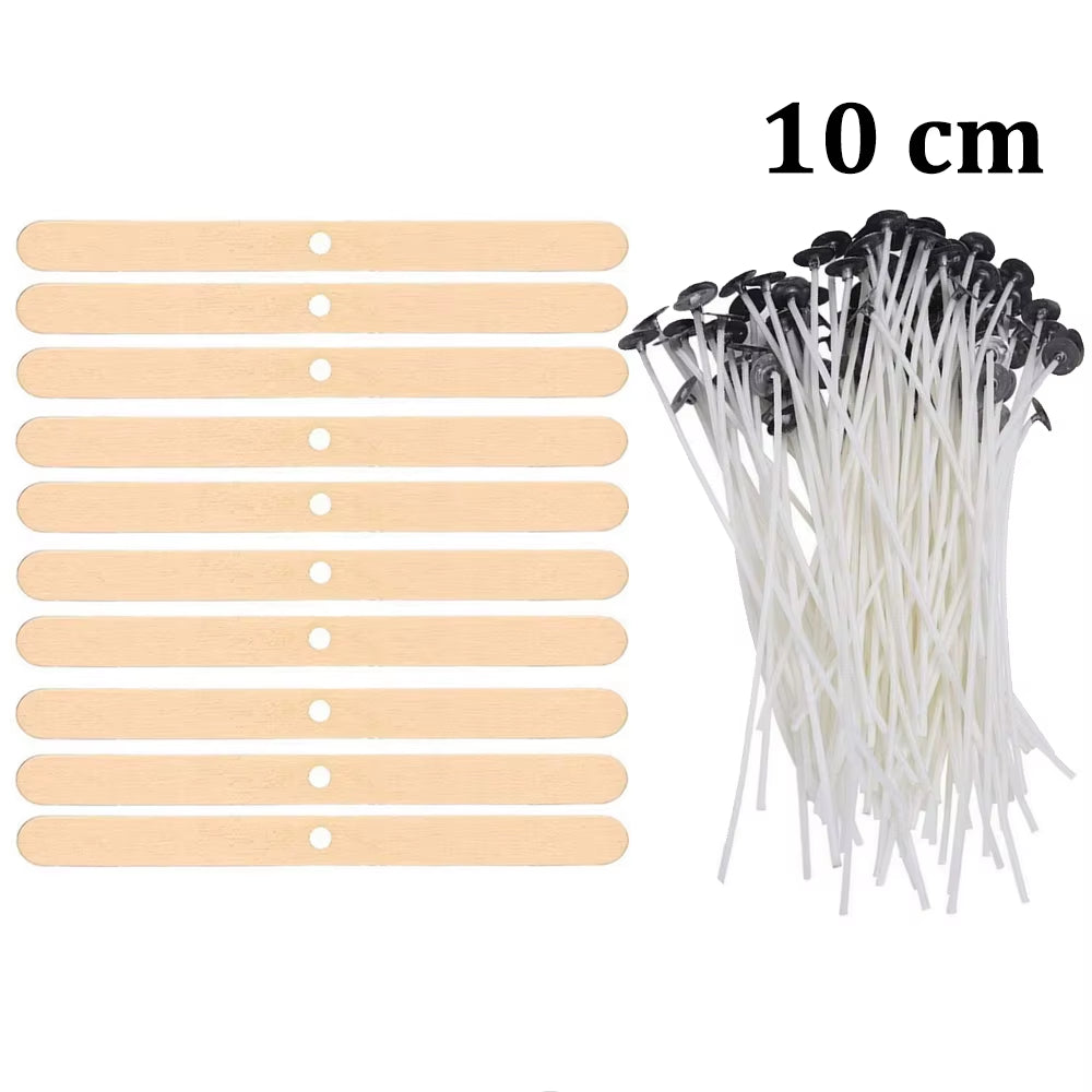 Smokeless Candle Wicks Pre-Waxed Cotton Core Wicks with Metal Sustainer Tabs DIY Handmade Candle Making Tools 