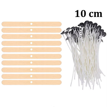 Smokeless Candle Wicks Pre-Waxed Cotton Core Wicks with Metal Sustainer Tabs DIY Handmade Candle Making Tools 