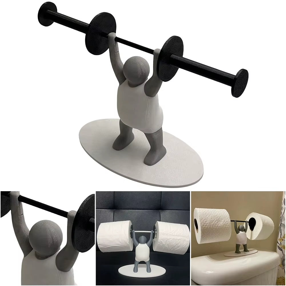 Funny Weightlifter Toilet Rolling Paper Holder 3D Printed Bathroom Roll Dispenser Toilet Paper Organizer Fun Bathroom Accessorie