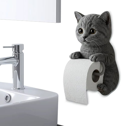 Wall Mount Toilet Paper Roll Holder Decorative Cat Shape Paper Stand Funny Animal Roll Storage Rack Kitchen and Bath