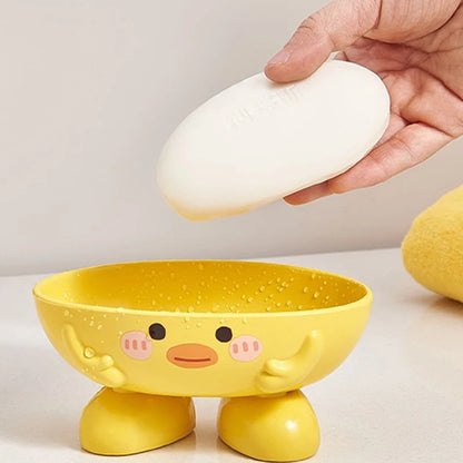 Soap Dish with Drain Duck Shape Soap Box Drain Soap Holder Bathroom Shower Drain Soap Dish Soap Storage Container Bath