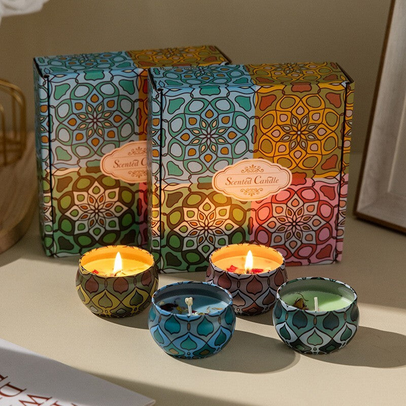 Scented Candles Gift Set 4 Pack, Ocean Mint, Rose, Lavender, Lime Citrus