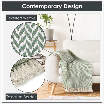 Throw Blanket for Sofas Couch Bed Runner Scandi Woven Soft Cotton Cherokee