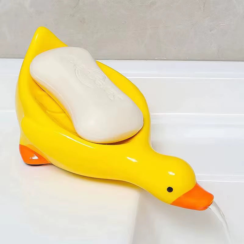 1PC Yellow Duck Shape Soap Box Cartoon Soap Dish Drainable Soap Holder Soap Container Soap Dish for Tray Bathroom Accessories